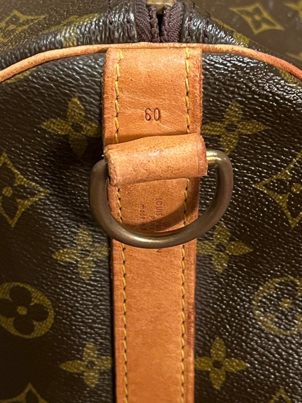Louis Vuitton Brown Monogram Keepall Duffel Bag with Tan Leather Trim - Picture 8 of 16